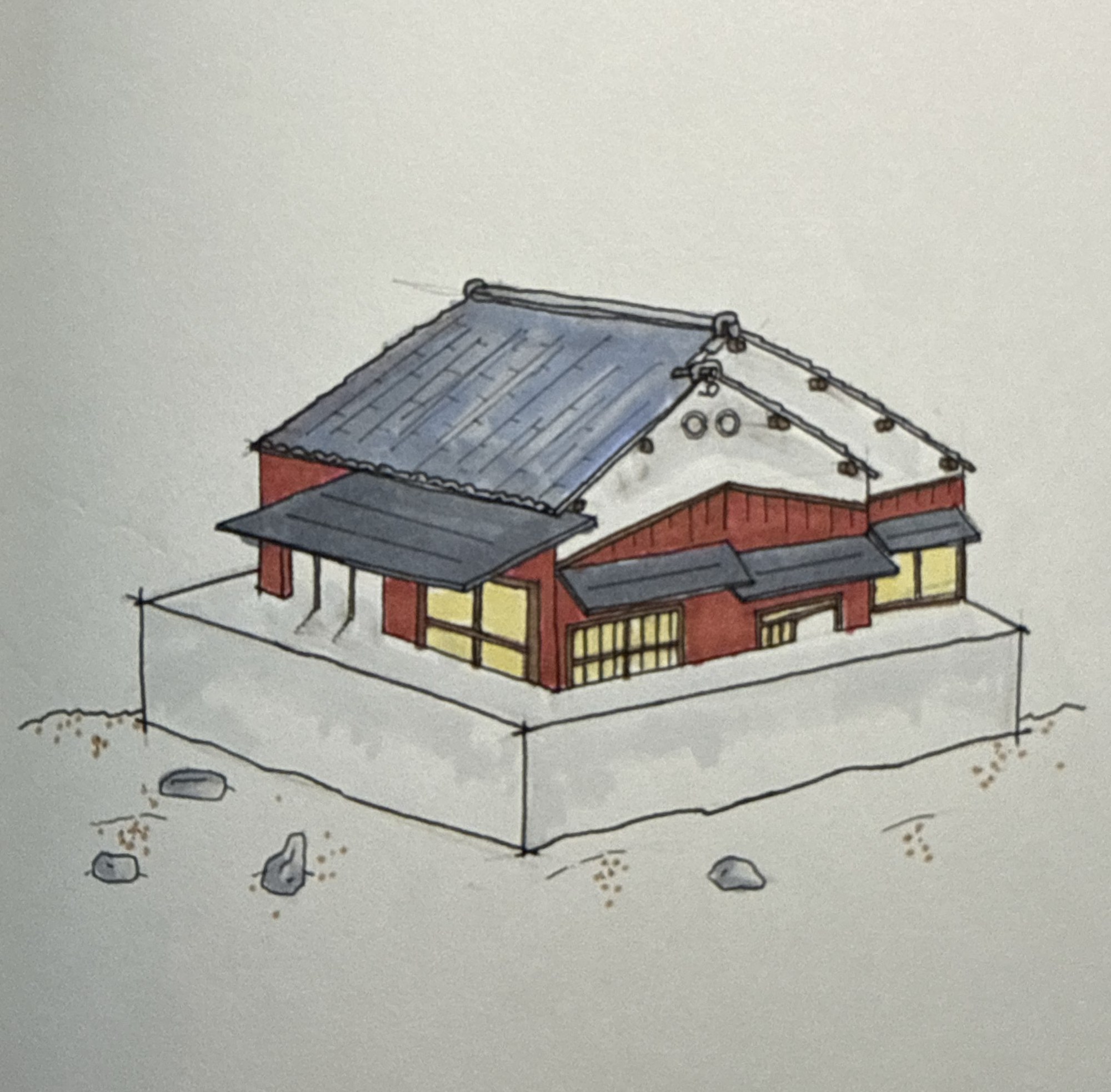 Marker rendering of a building study